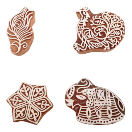 Set of 4 Piece New Mix Wooden Printing Block
